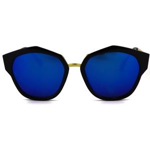 Blue Lens Black Rimmed Sunglasses